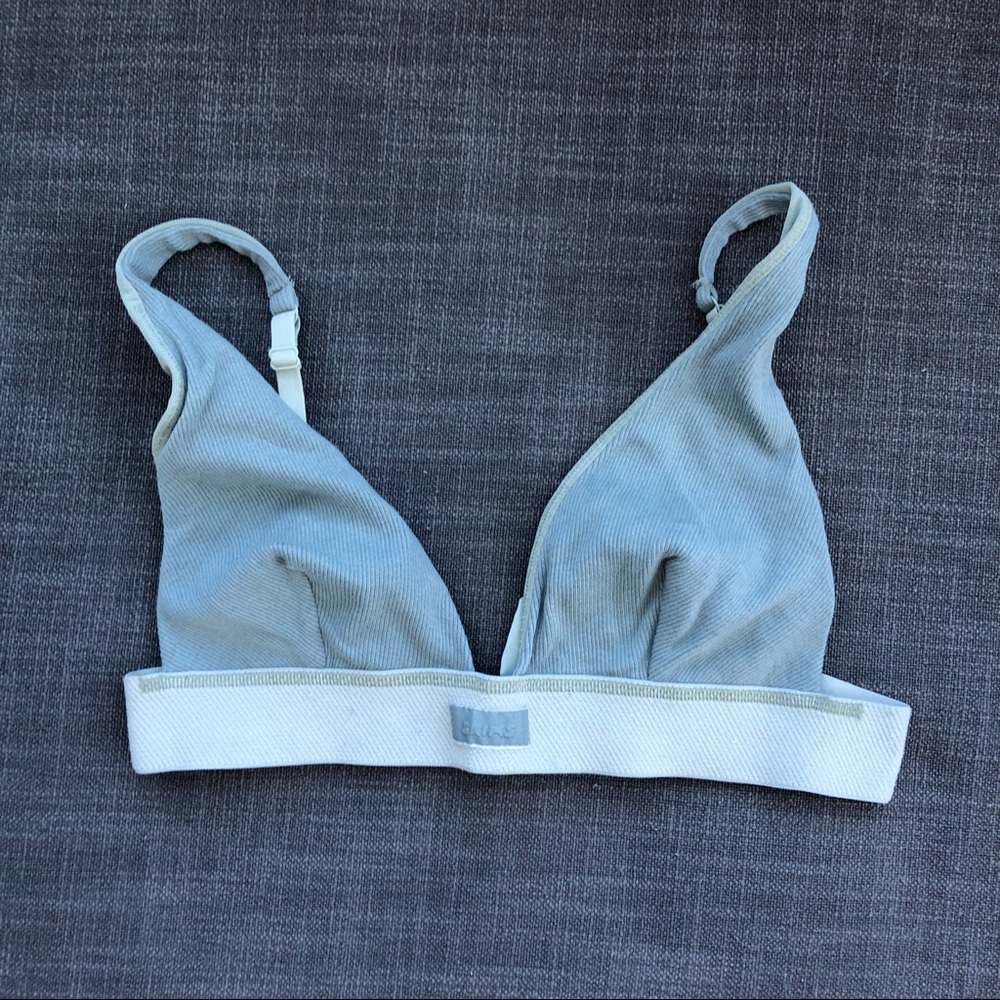 Skims Cotton Plunge Bralette - Mineral